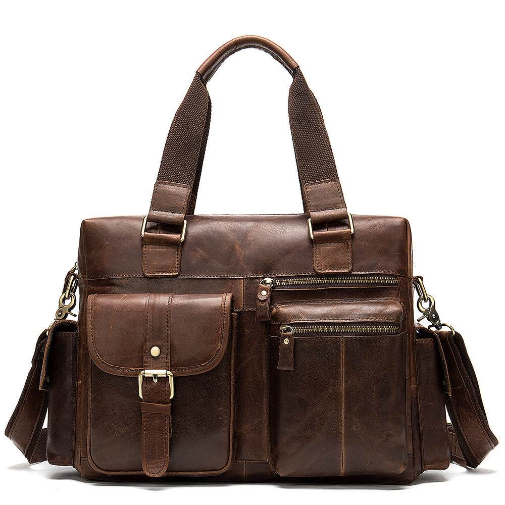 Men’s Retro Leather Duffel Bag – First Layer Cowhide Business & Travel Handbag - grabzbags.com