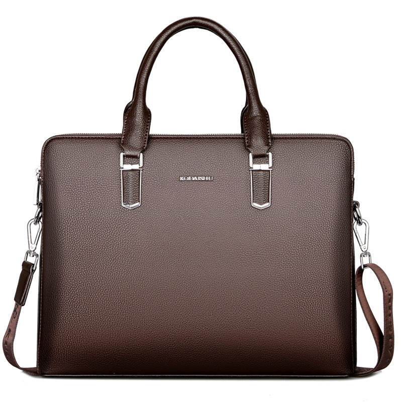 Men's PU leather Business Laptop Bag – Large Capacity Double Zipper Handbag with Premium Tactile Finish - grabzbags.com