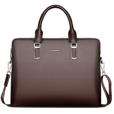 Men's PU leather Business Laptop Bag – Large Capacity Double Zipper Handbag with Premium Tactile Finish - grabzbags.com