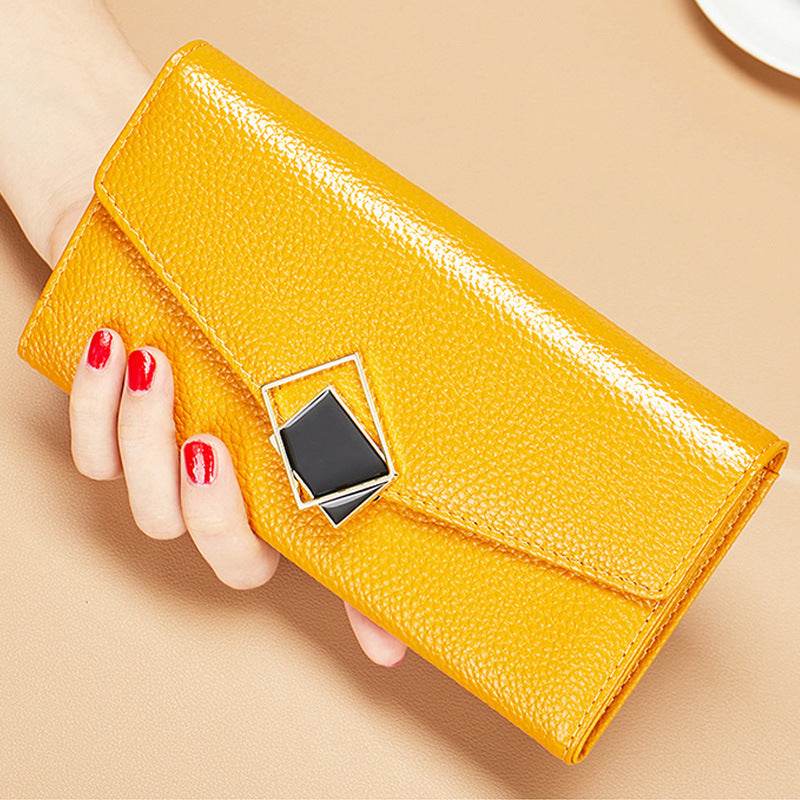 Elegant Women’s Long Genuine Leather Wallet – Large-Capacity Zipper Clutch Purse - grabzbags.com