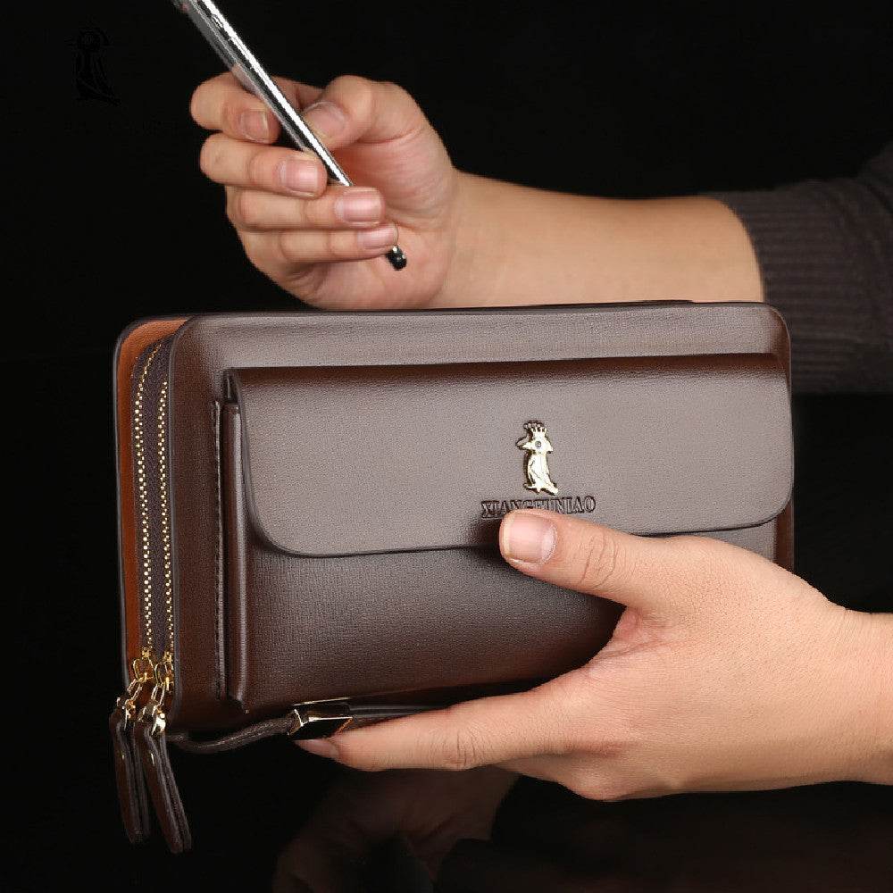 Men’s Fashion Business Wallet – Sleek Zipper PU Leather Wallet for Professionals - grabzbags.com