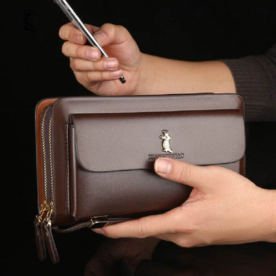Men’s Fashion Business Wallet – Sleek Zipper PU Leather Wallet for Professionals - grabzbags.com