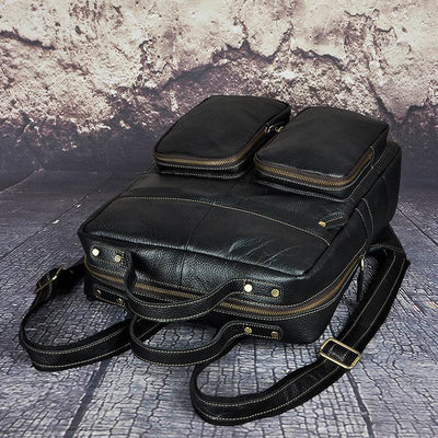 Youth Fashion Leather Shoulder Backpack – Top Layer Leather Casual Bag - grabzbags.com