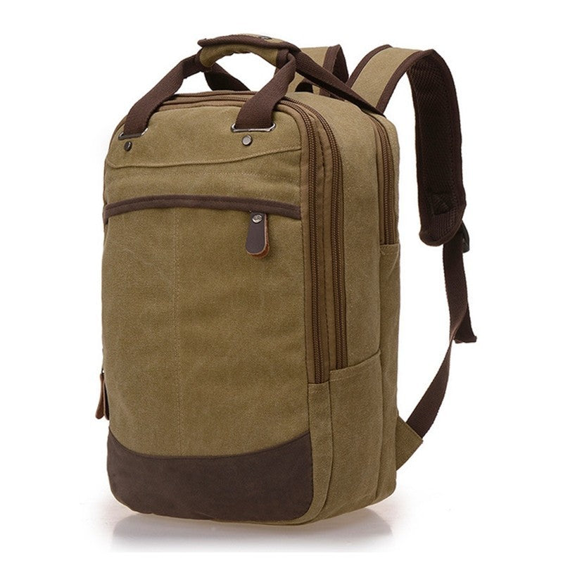 Casual Canvas Computer Backpack – Retro Military-Style College Laptop Bag with Large Capacity & Adjustable Straps