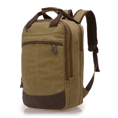 Casual Canvas Computer Backpack – Retro Military-Style College Laptop Bag with Large Capacity & Adjustable Straps