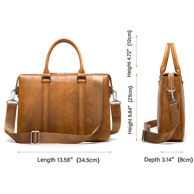 Men’s Genuine Leather Briefcase – Cowhide Business Laptop Bag