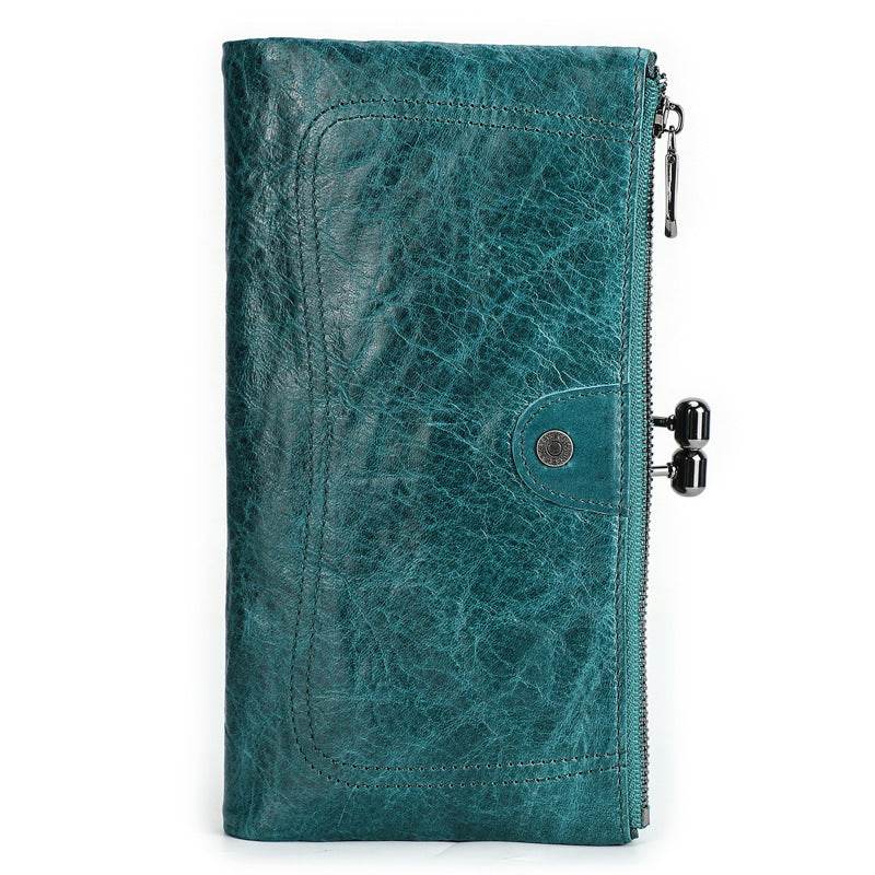 Black Angel Women's Wallet – Premium First Layer Cowhide Leather with Metal Accents - grabzbags.com