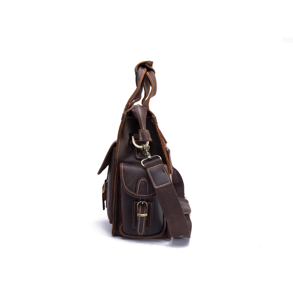 Men’s Retro Leather Briefcase – Genuine Cowhide Messenger Bag
