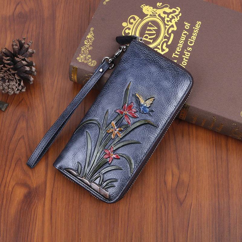 Retro Long Clutch Wallet – Women's Vintage Style Purse with Multiple Card Slots - grabzbags.com