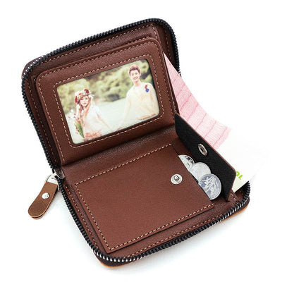 Men’s Frosted Leather Short Chain Wallet – Vertical Coin Purse & Card Holder - grabzbags.com