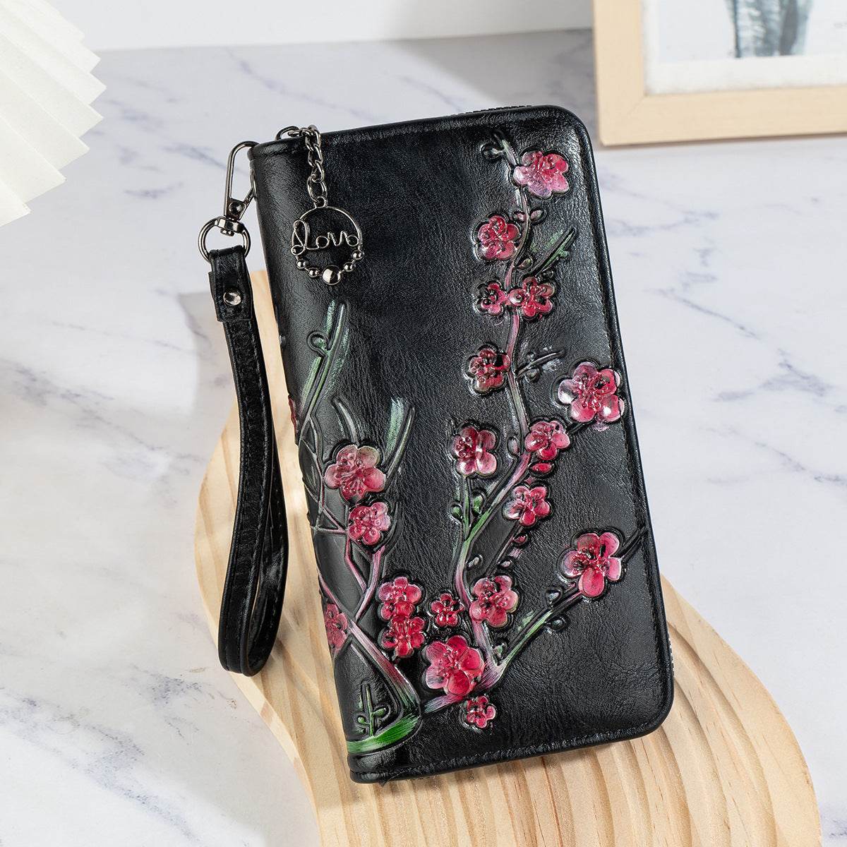 Women’s Embossed Hand-Painted Chinese Style Handbag – Elegant Zipper Closure Tote - grabzbags.com