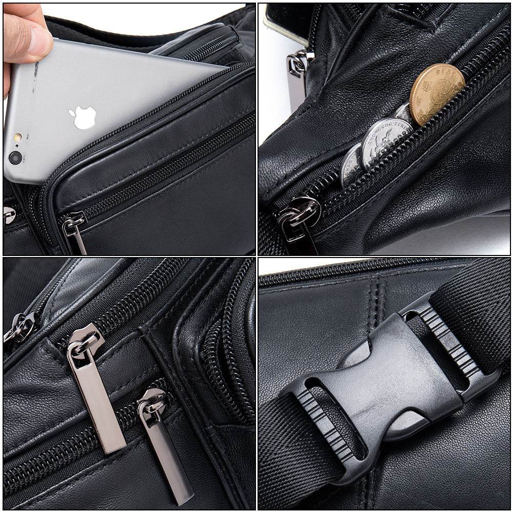 Men’s Sheepskin Mobile Phone Waist Bag – Sports & Casual Leather Belt Pouch - grabzbags.com