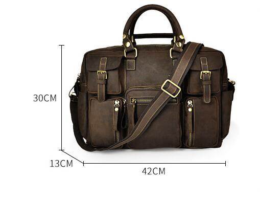 Men’s 16-Inch Leather Briefcase – First Layer Cowhide Large Capacity Business Bag - grabzbags.com