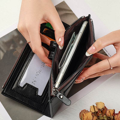 Women's Long PU Leather Wallet – Bifold Zipper Clutch Purse with Card Holder - grabzbags.com