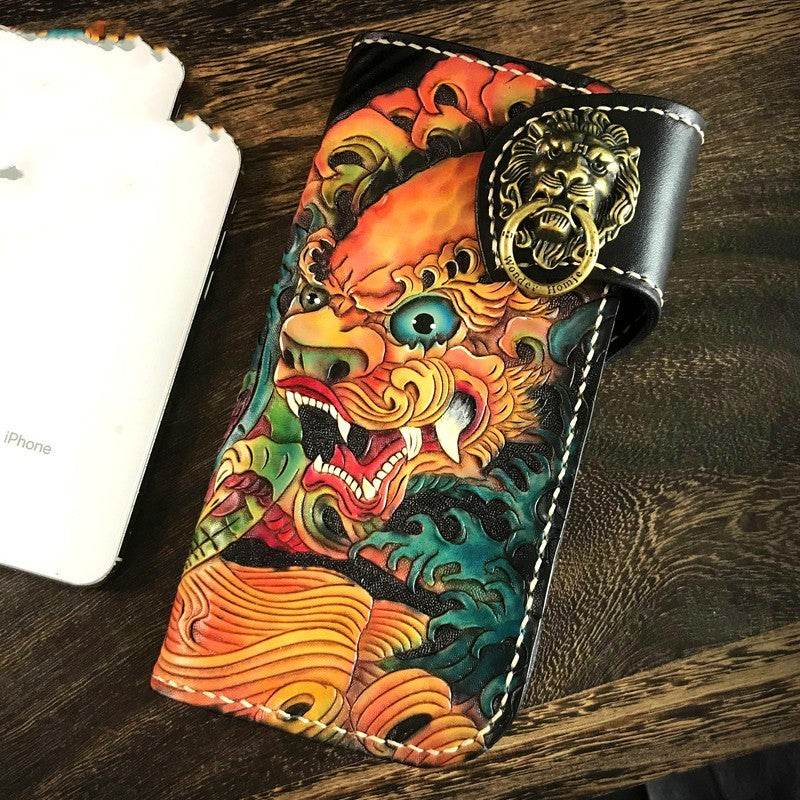 Handmade Cowhide Leather Wallet – Vintage-Style Treasure Purse for Women - grabzbags.com
