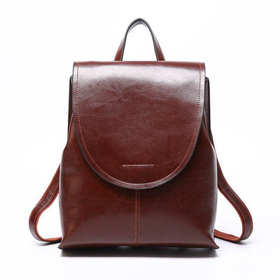 Women’s Genuine Leather Backpack – Retro Fashion Messenger Style Bag - grabzbags.com