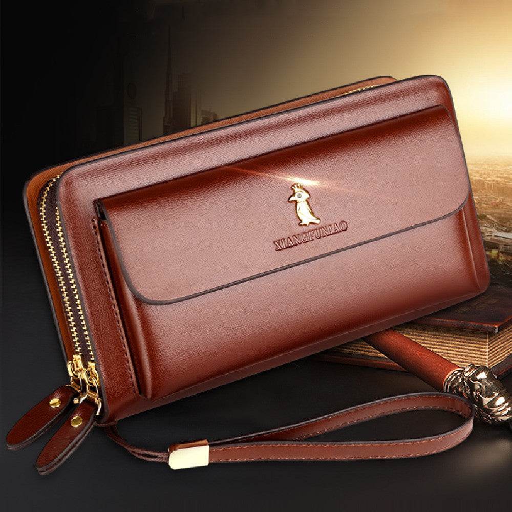 Men’s Fashion Business Wallet – Sleek Zipper PU Leather Wallet for Professionals - grabzbags.com
