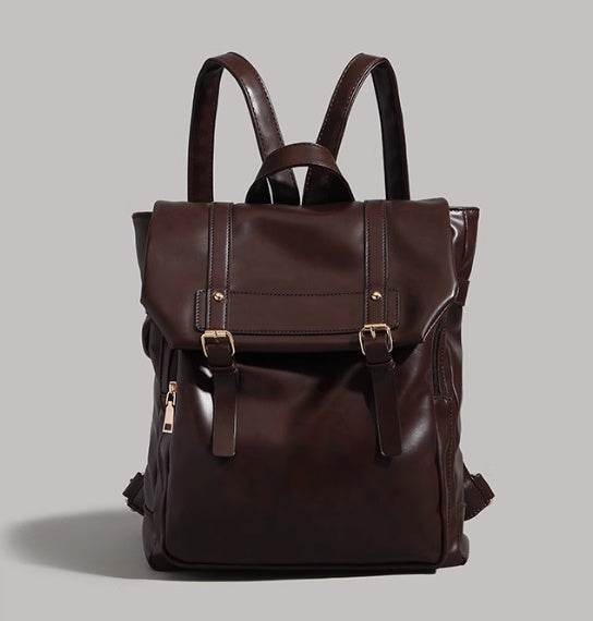 Soft Leather Laptop Backpack – Large Capacity Uniform-Style Computer Bag for Women - grabzbags.com
