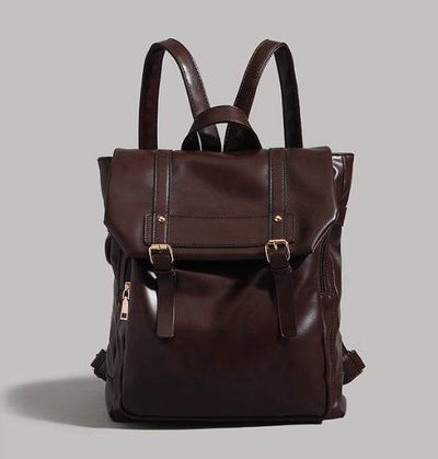 Soft Leather Laptop Backpack – Large Capacity Uniform-Style Computer Bag for Women - grabzbags.com