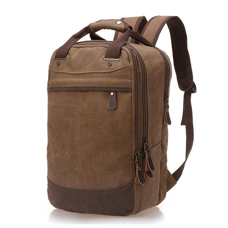 Casual Canvas Computer Backpack – Retro Military-Style College Laptop Bag with Large Capacity & Adjustable Straps