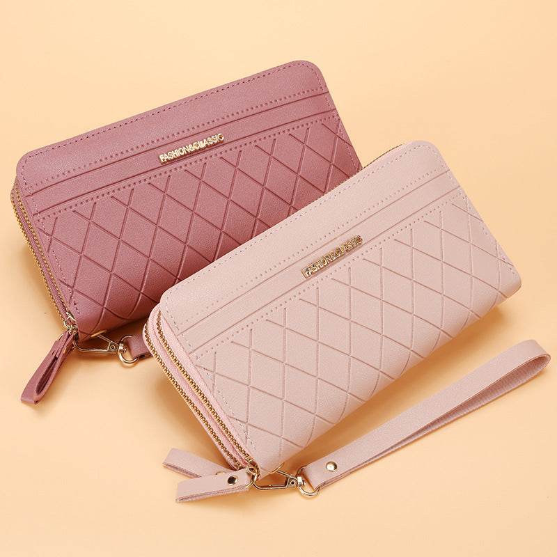 Women’s Long Wallet – Simple Double Zipper Design with Multiple Card Slots - grabzbags.com