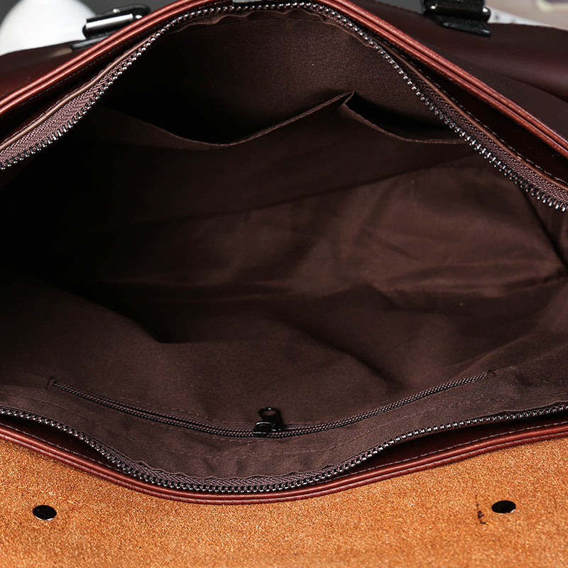 Men’s PU Leather Business Briefcase – Slim Office Bag for Laptop & Documents, Coffee Color