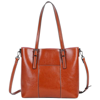 Women’s Genuine Leather Shoulder Bag – Retro Large-Capacity Fashion Tote - grabzbags.com