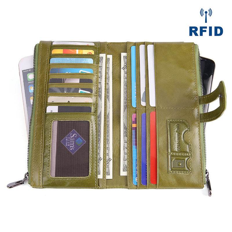 Women’s Retro Leather RFID Wallet – Stylish Long Wallet for Everyday Use - grabzbags.com