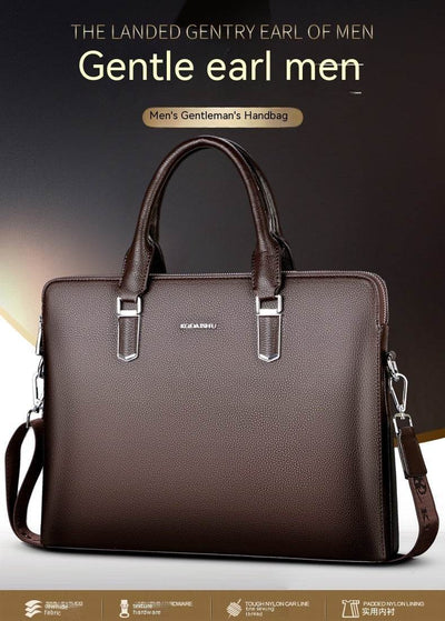 Men's PU leather Business Laptop Bag – Large Capacity Double Zipper Handbag with Premium Tactile Finish - grabzbags.com