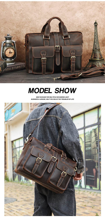 New Genuine Leather Business Handbag – Men’s Professional Briefcase & Office Bag - grabzbags.com