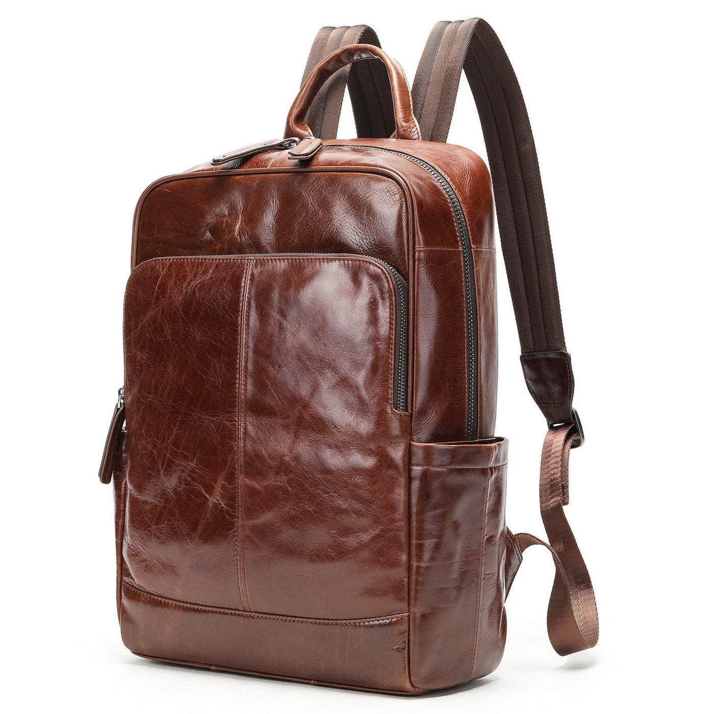 Men’s Genuine Leather Business Backpack – Professional Laptop Bag for Work & Travel - grabzbags.com