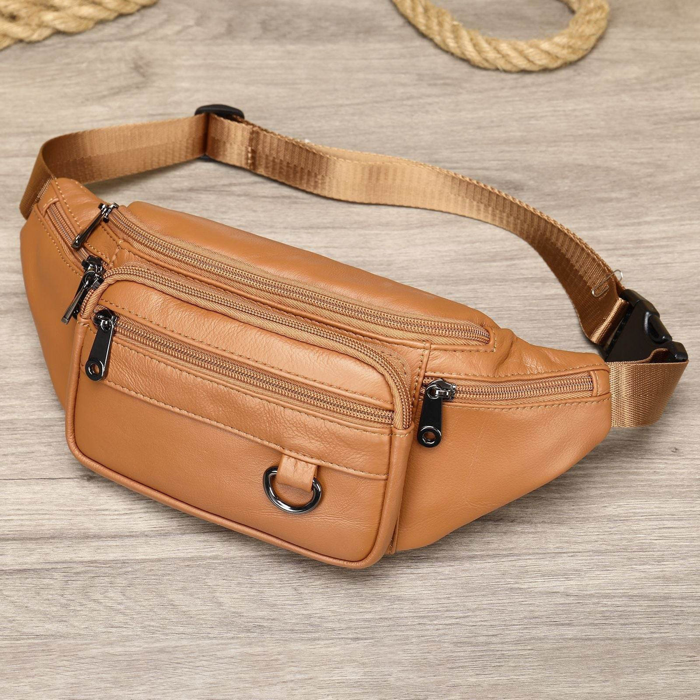 Men’s Sheepskin Mobile Phone Waist Bag – Sports & Casual Leather Belt Pouch - grabzbags.com