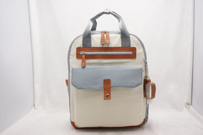 Multifunctional Mother & Child Leisure Bag – Large Capacity Canvas Mommy Backpack with Contrast Color Design