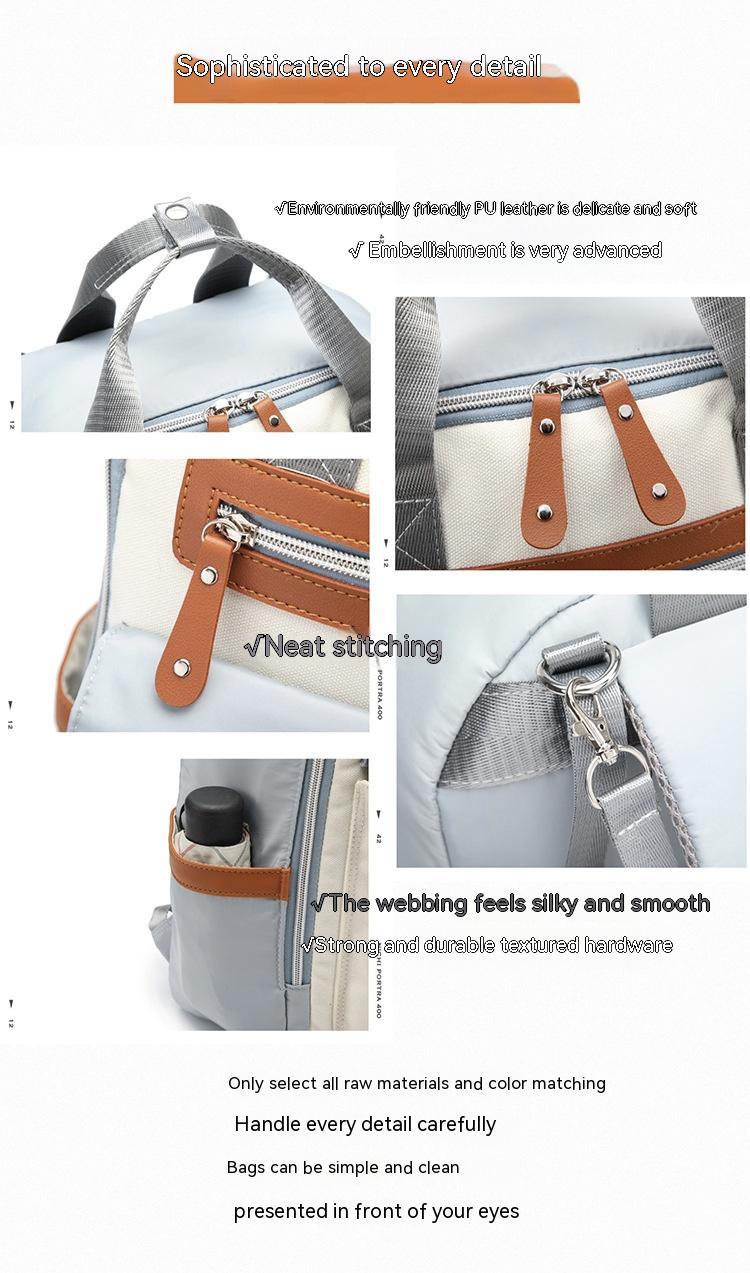 Multifunctional Mother & Child Leisure Bag – Large Capacity Canvas Mommy Backpack with Contrast Color Design