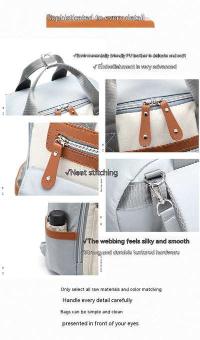 Multifunctional Mother & Child Leisure Bag – Large Capacity Canvas Mommy Backpack with Contrast Color Design