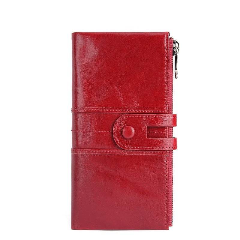 Women’s Retro Leather RFID Wallet – Stylish Long Wallet for Everyday Use - grabzbags.com