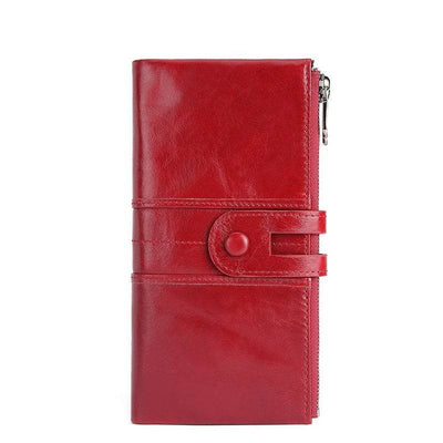 Women’s Retro Leather RFID Wallet – Stylish Long Wallet for Everyday Use - grabzbags.com