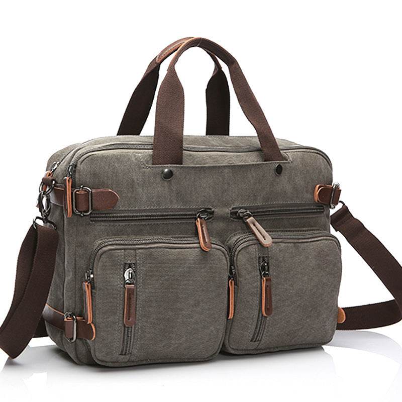 Men’s Casual Canvas Briefcase – Large-Capacity Handbag with Zipper Closure for Work & Travel - grabzbags.com