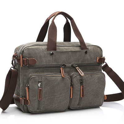 Men’s Casual Canvas Briefcase – Large-Capacity Handbag with Zipper Closure for Work & Travel - grabzbags.com