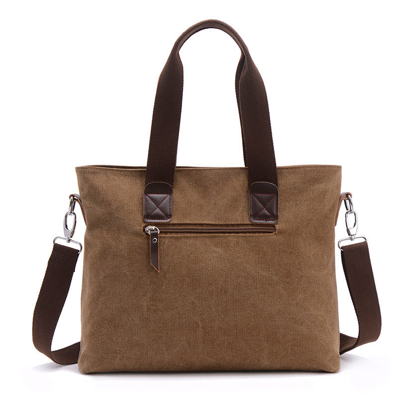 Men’s Canvas Portable Briefcase – 17-Inch Laptop Handbag with Large Capacity (20–35L) for Business & Travel