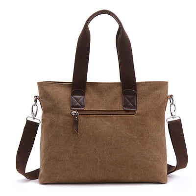 Men’s Canvas Portable Briefcase – 17-Inch Laptop Handbag with Large Capacity (20–35L) for Business & Travel