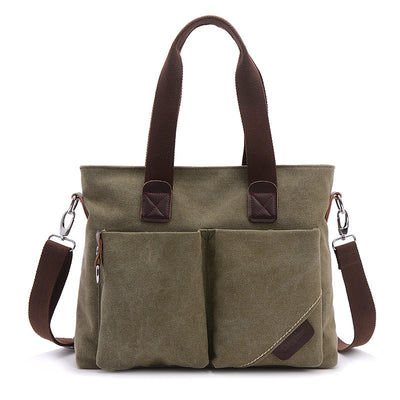 Men’s Canvas Portable Briefcase – 17-Inch Laptop Handbag with Large Capacity (20–35L) for Business & Travel