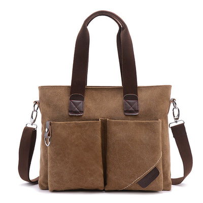 Men’s Canvas Portable Briefcase – 17-Inch Laptop Handbag with Large Capacity (20–35L) for Business & Travel