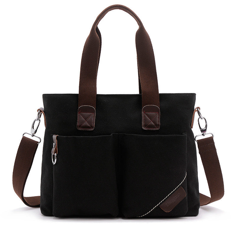 Men’s Canvas Portable Briefcase – 17-Inch Laptop Handbag with Large Capacity (20–35L) for Business & Travel