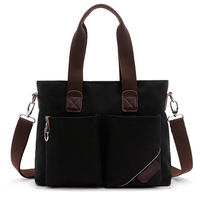 Men’s Canvas Portable Briefcase – 17-Inch Laptop Handbag with Large Capacity (20–35L) for Business & Travel