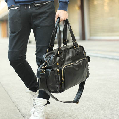 New PU Leather Shoulder Messenger Bag – Trendy Bulk Handbag for Men - grabzbags.com