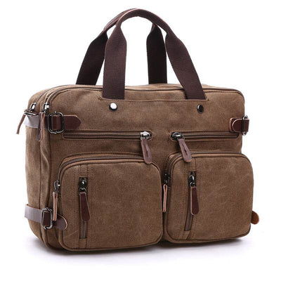 Men’s Casual Canvas Briefcase – Large-Capacity Handbag with Zipper Closure for Work & Travel - grabzbags.com