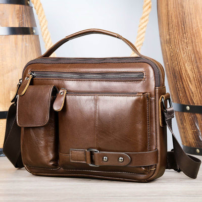 Men’s Premium Oil Wax Leather Messenger Bag – High-End Genuine Leather Crossbody - grabzbags.com