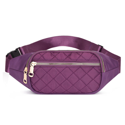 Trendy women’s nylon fanny pack with multiple pockets. Lightweight, durable crossbody waist bag perfect for running, hiking, cycling, and travel.