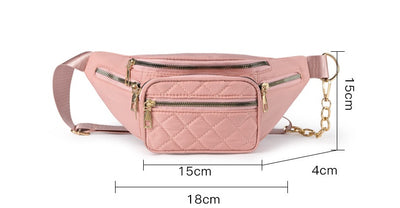 Slanted Diamond Embroidery Chain Shoulder Bag – Stylish Nylon Purse